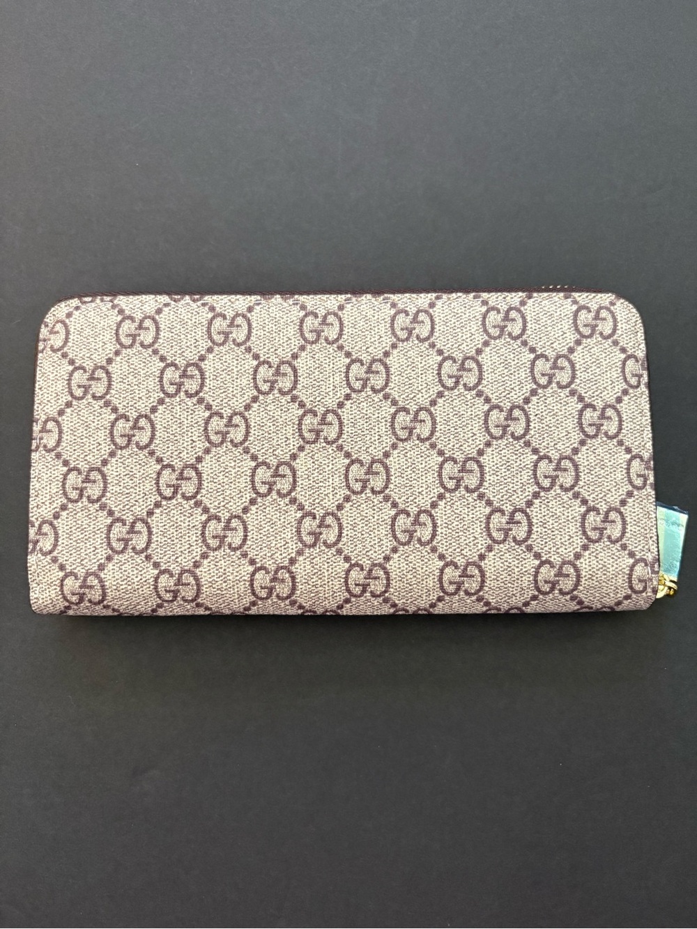 Women’s Fashion Brown Long Wallet Multi Print Gold Hardware